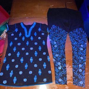 Blue black Indian clothing set saree